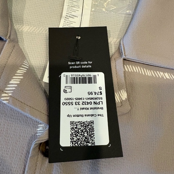 NWT Fabletics The Cabana Button Up Brutalist Khaki Tropi Check - Small - Picture 6 of 6